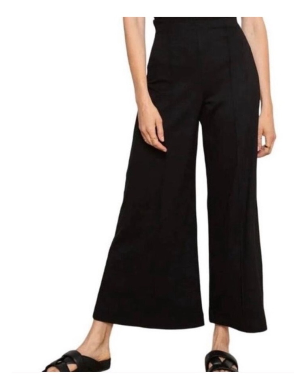 Ripley Rader Black Ponte Knit Cropped Wide Leg Pant Size Medium